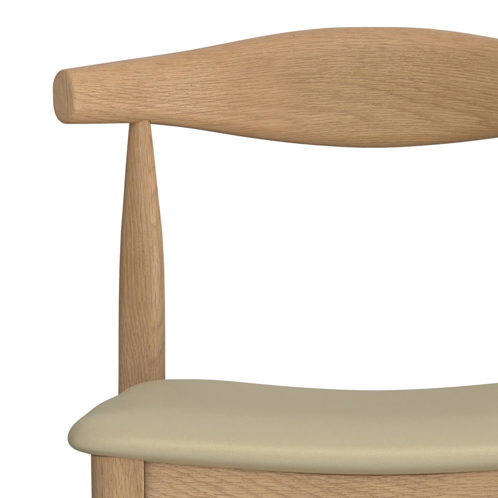 Molly Mid Century Modern Bar Stool in Natural Faux Leather, Fully Assembled. Picture 5