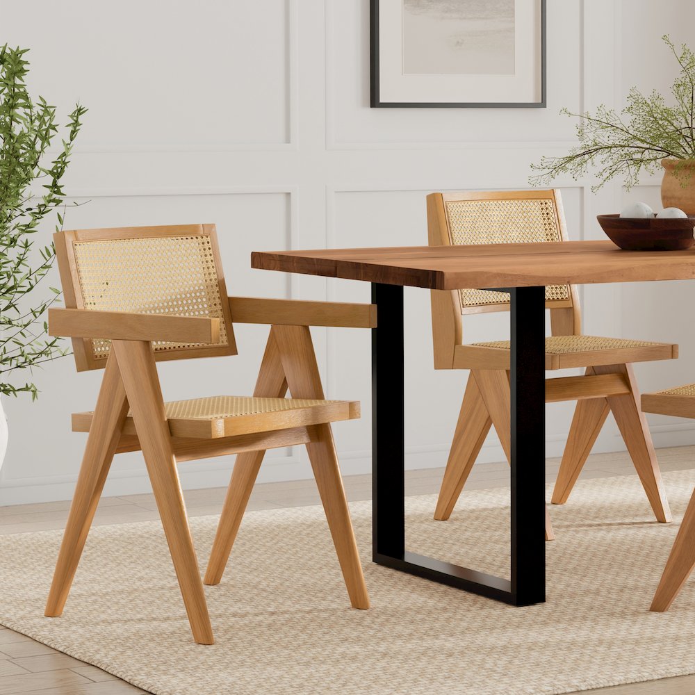 Regina Dining Arm Chair (Set of 2) in Natural. Picture 2