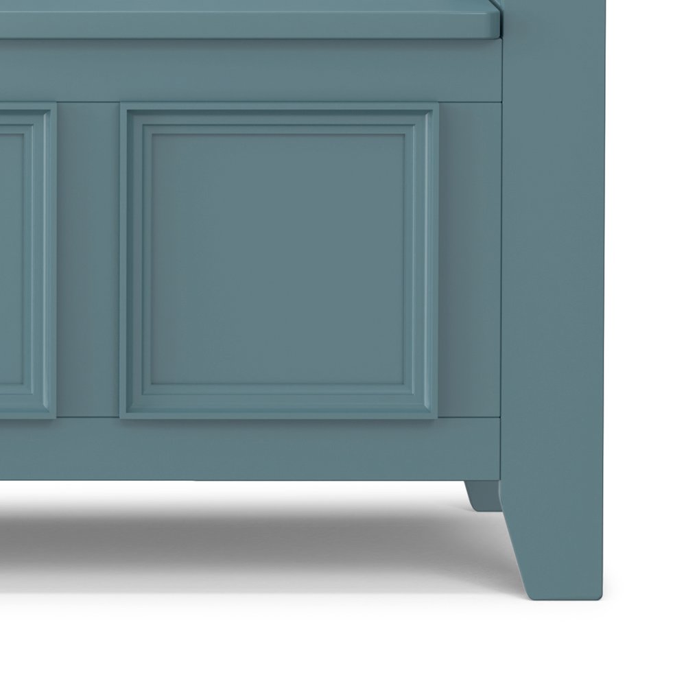 48 inch Wide Solid Wood Transitional Entryway Storage Bench in French Blue. Picture 3