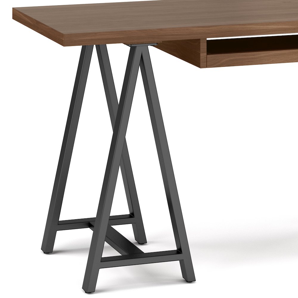Sawhorse Solid Walnut Veneer and Metal Desk. Picture 6