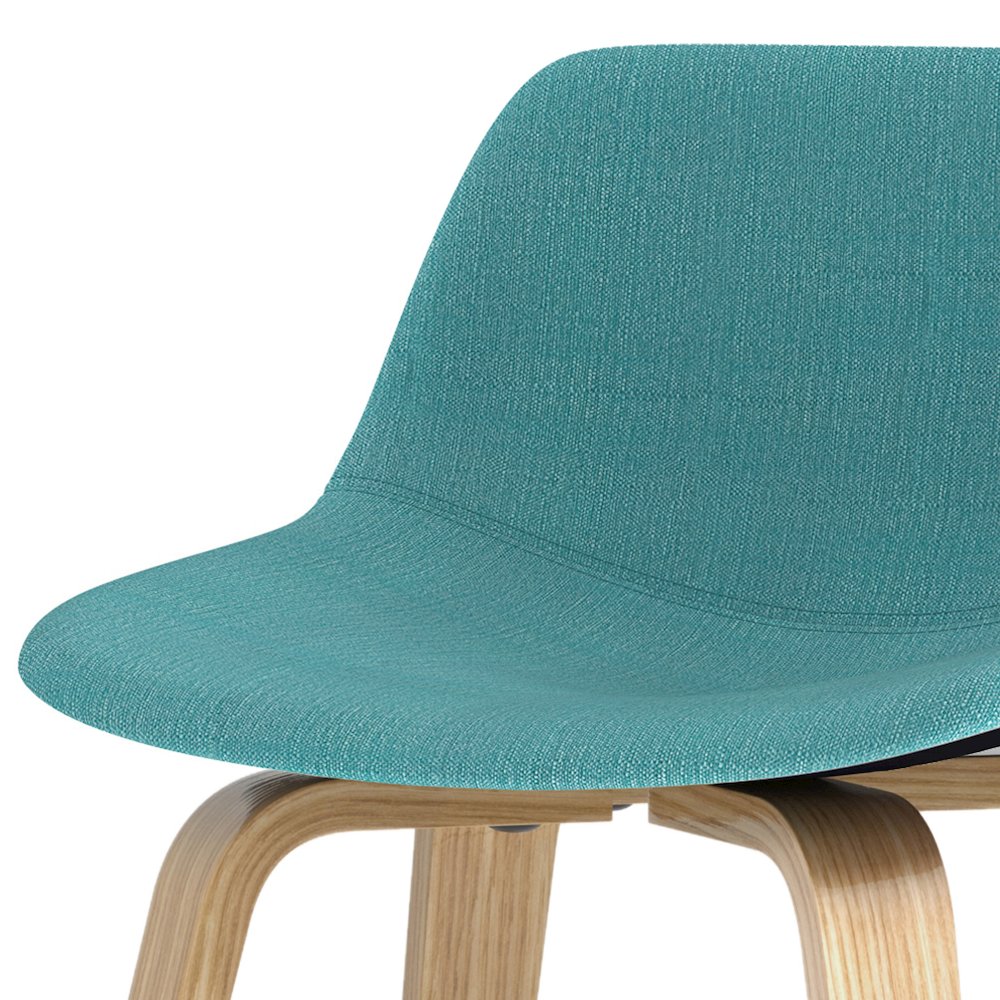 Counter Height Stool (Set Of 2) With Light Wood In Aqua Blue Polyester. Picture 2