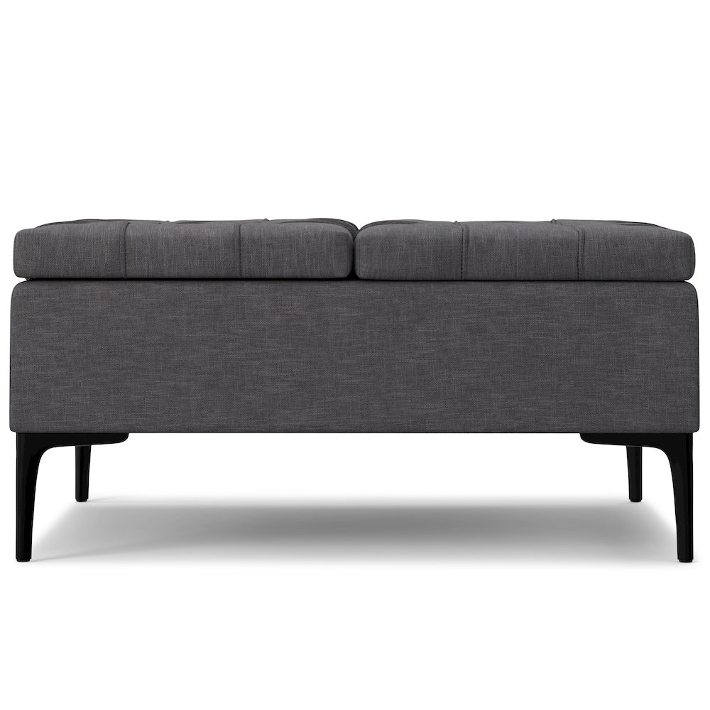 Laura Mid Century Lift Top Storage Ottoman in Slate Grey Polyester Linen. Picture 4