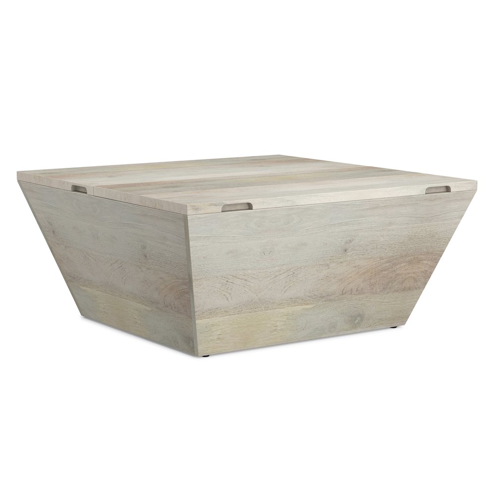 Abba 36 inch Wide Solid Mango Modern Lift Top Coffee Table in White Wash. Picture 2