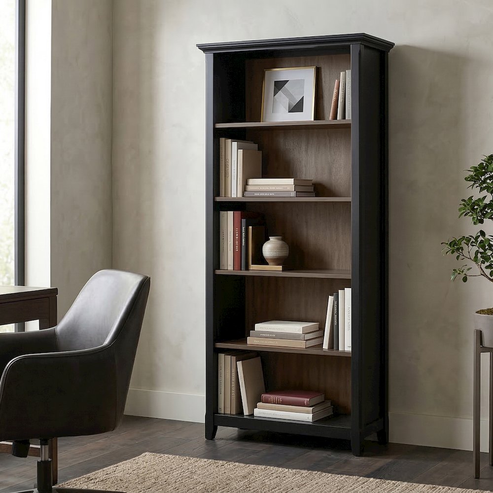 Amherst 30 inch x 70 inch Solid Wood Transitional 5 Shelf Bookcase. Picture 2