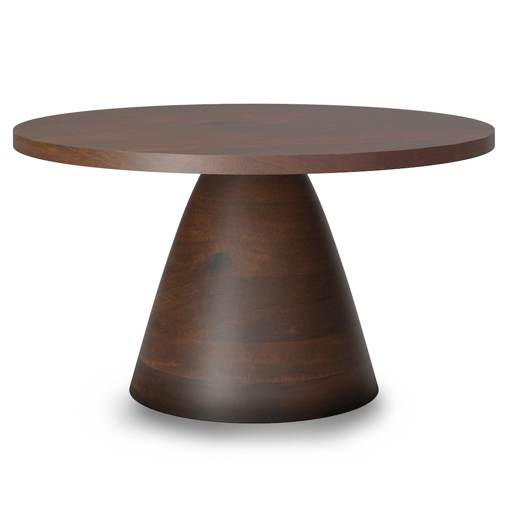 Winnie Solid Acacia Wood Round Coffee Table In Walnut. Picture 1