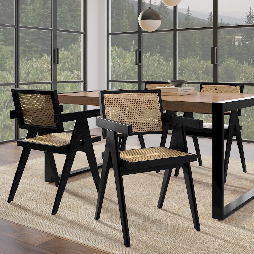 Regina Dining Arm Chair (Set of 2) in Black. Picture 2