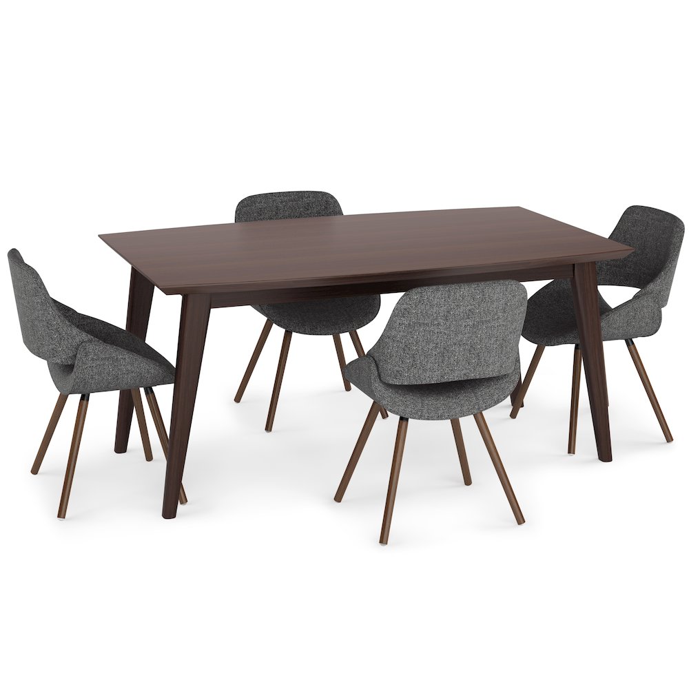 Malden / Draper Solid Hardwood 5 Piece Dining Set In Grey. Picture 1