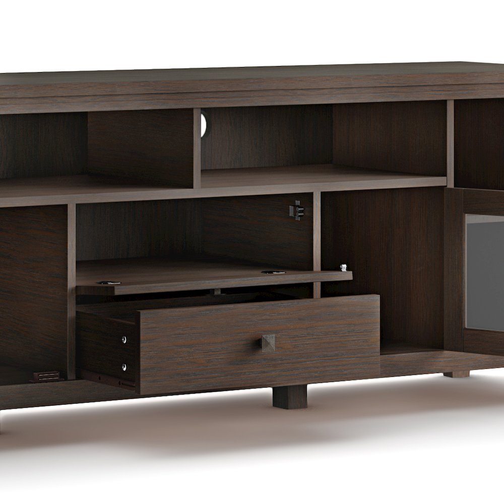 72 Inch Wide Tv Media Stand In Farmhouse Brown For Tvs Up To 80 Inches. Picture 3