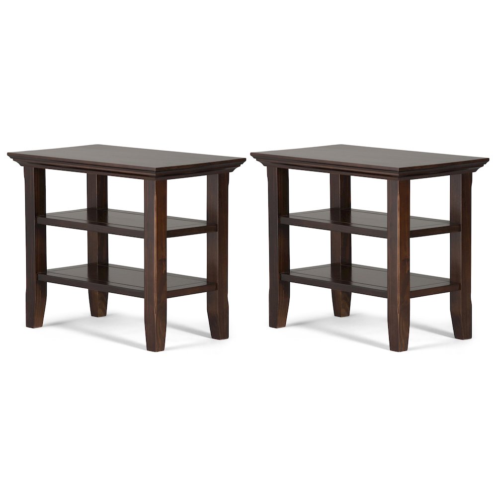 14 inch Solid Wood Transitional Narrow Side Table in Brunette Brown (Set of 2). Picture 1