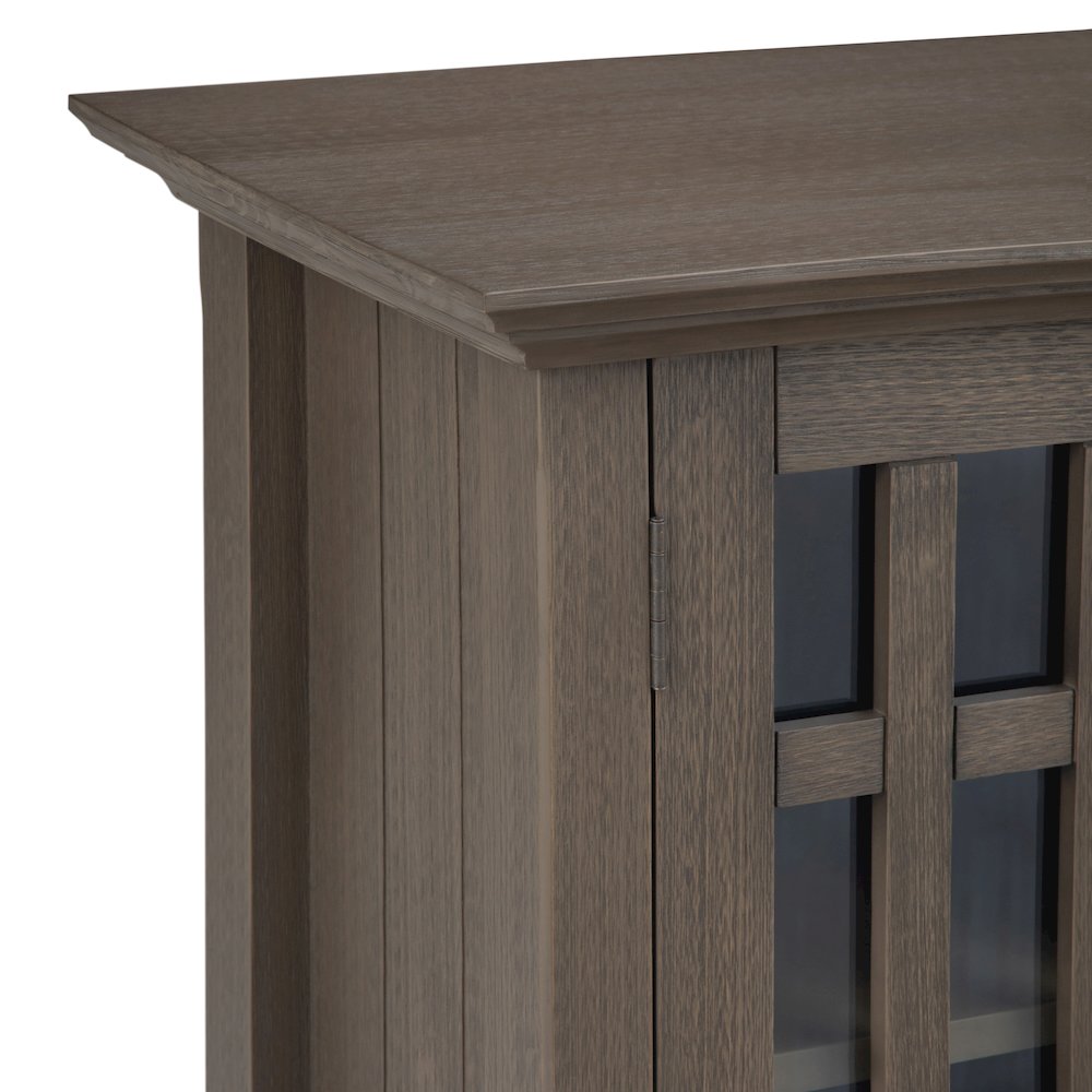 Bedford Solid Wood Low Storage Media Cabinet In Farmhouse Grey. Picture 3