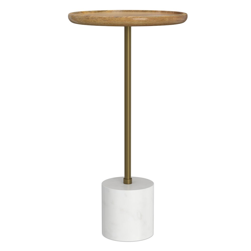 12"W Solid Mango/Genuine Marble/Iron Modern End Table. Picture 2