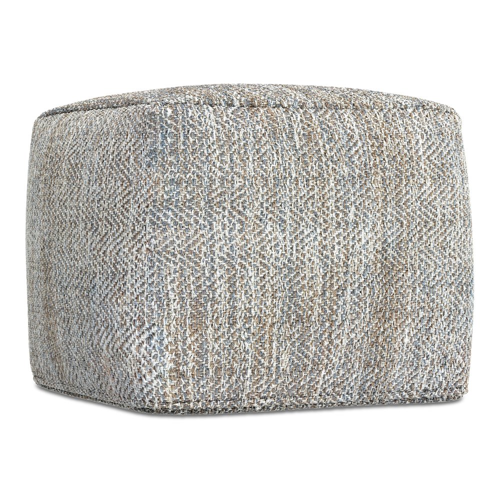 Nate 18 inch Wide Boho Square Pouf in Grey Mélange Cotton. Picture 2