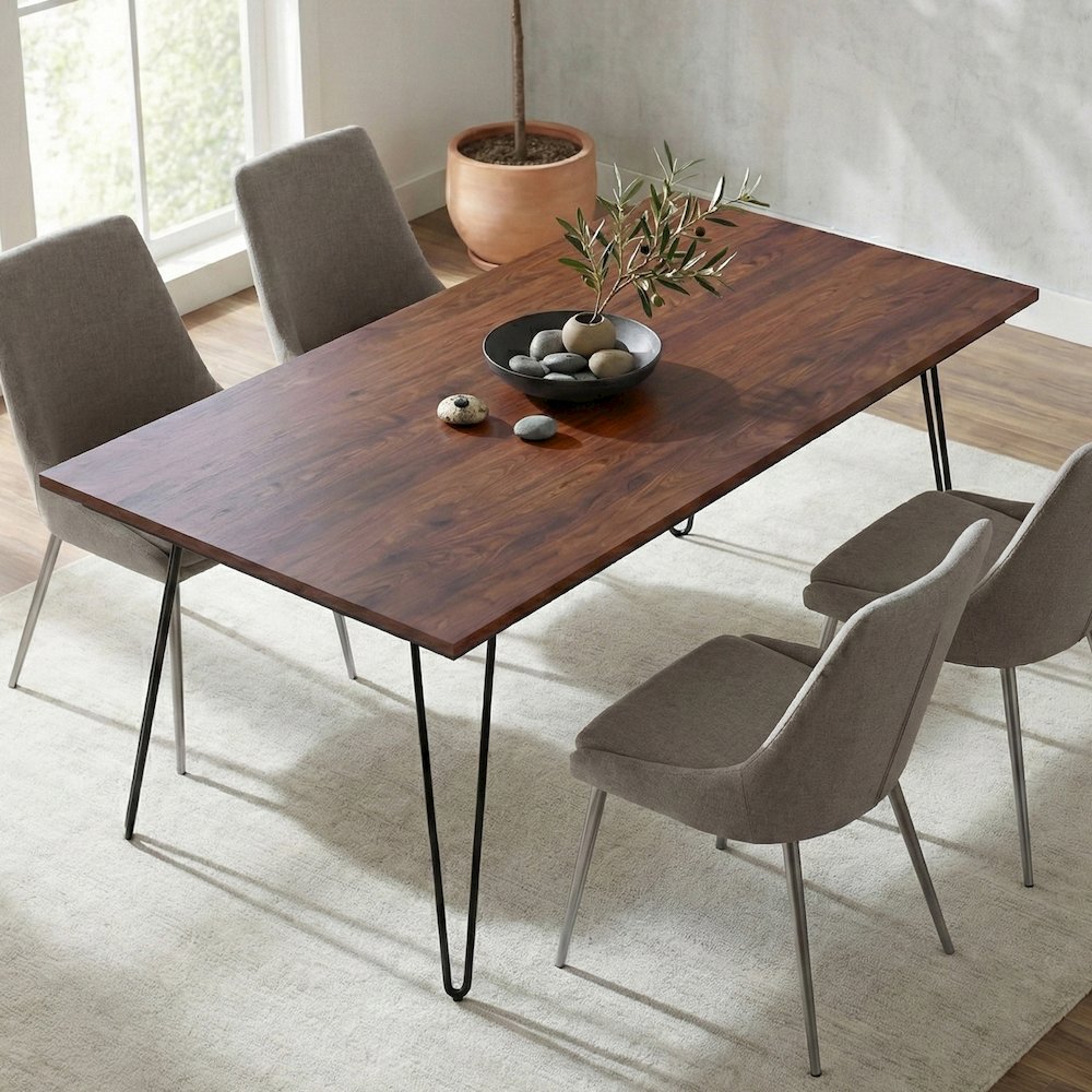 Hunter Solid Mango Wood Dining Table In Umber Brown. Picture 4