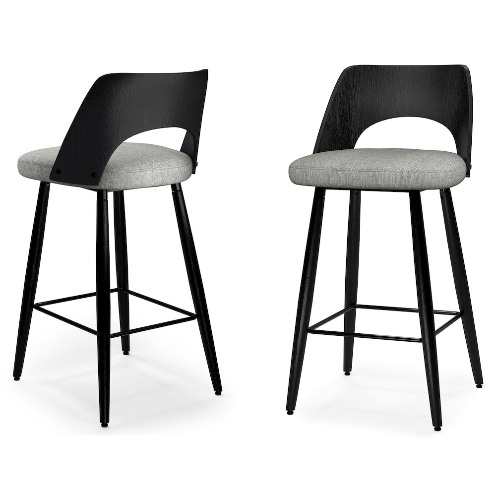Callie Counter Height Stool (Set Of 2) In Grey Polyester Linen Fabric. Picture 1