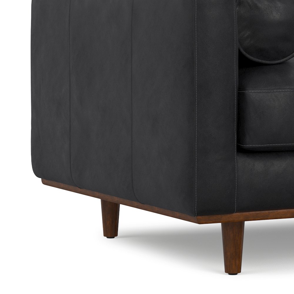 Mid-Century Modern Accent Chair In Lead Black Top Grain Genuine Leather. Picture 6