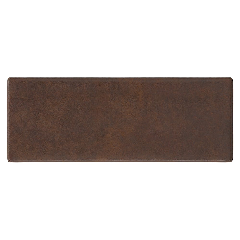 Chanelle SOLID HARDWOOD Mid Century Ottoman Bench in Distressed Chestnut Brown. Picture 5