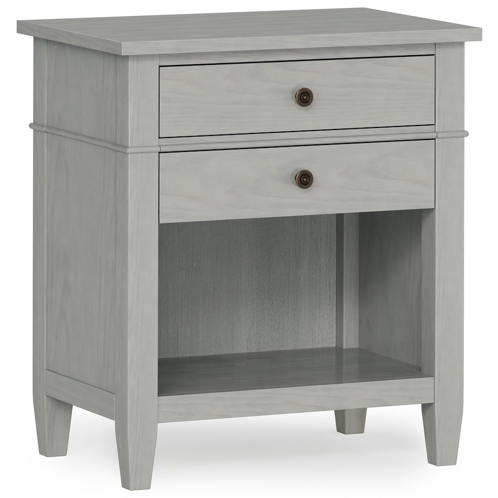 Carlton Solid Wood Bedside Table In Fog Grey. Picture 1