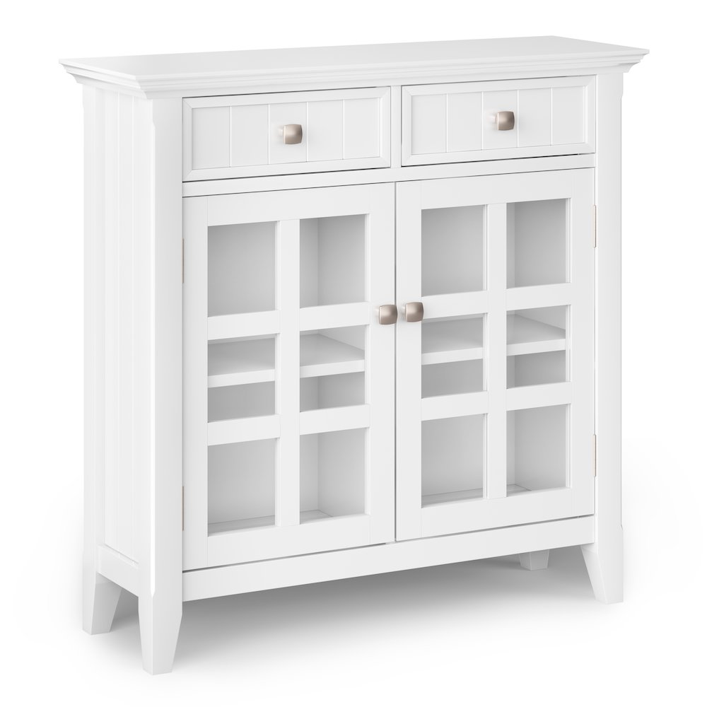 Acadian Solid Wood Entryway Storage Cabinet In White. Picture 1