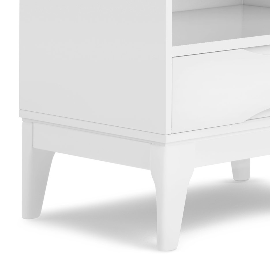 Harper Solid Hardwood Bookcase With Storage In White. Picture 4