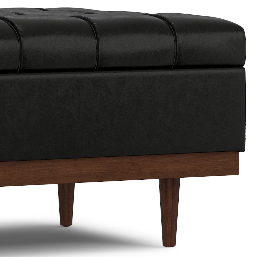 Mariah Coffee Table Storage Ottoman in Midnight Black  PU Black faux leather. Picture 13