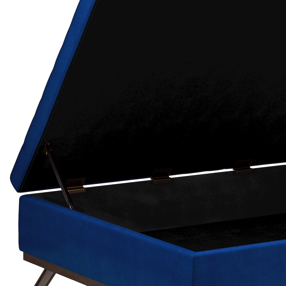 Owen Square Coffee Table Storage Ottoman In Blue Velvet Fabric. Picture 3