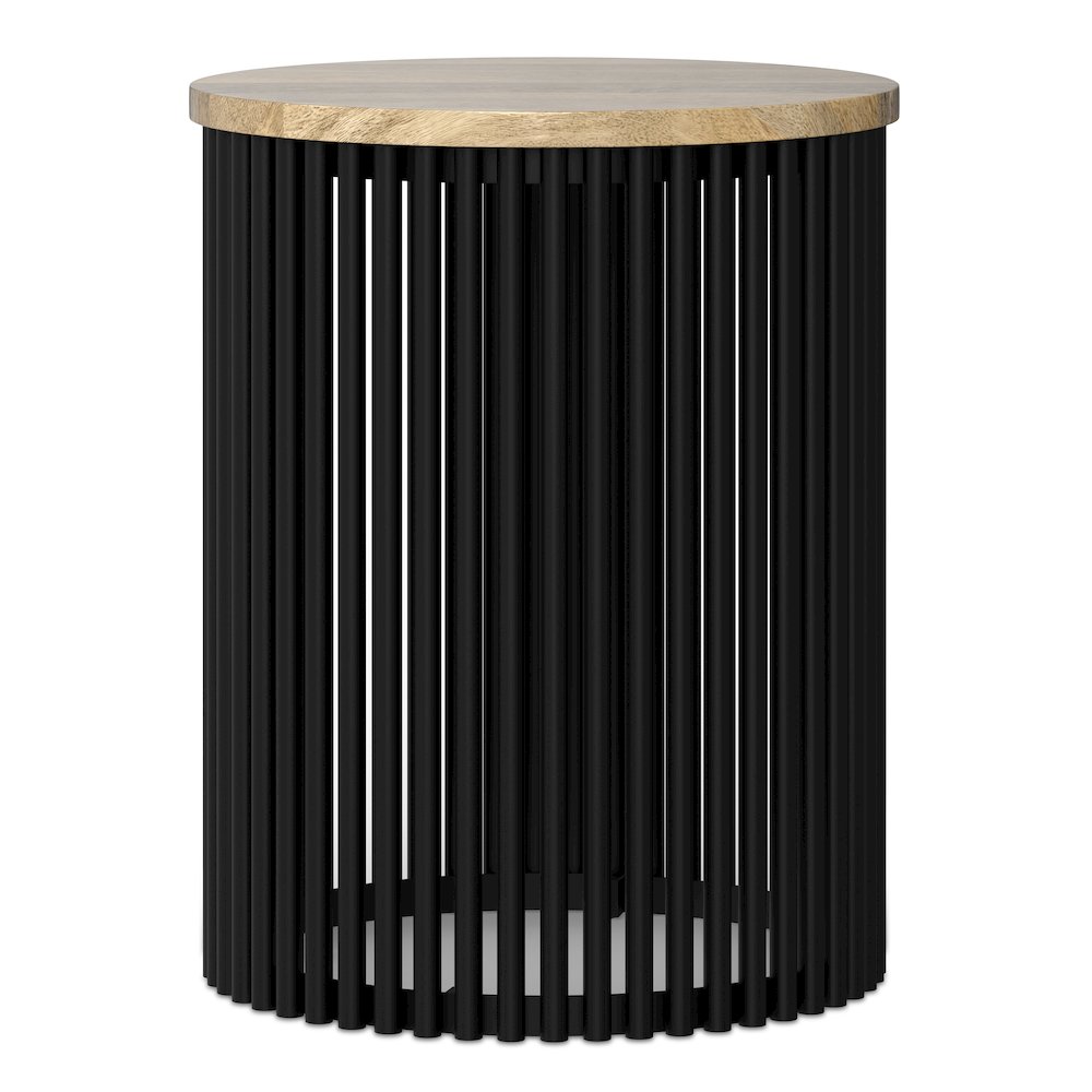 20 inch Wide Solid Mango/Metal Tall Industrial Side Table in Natura/Black. Picture 2