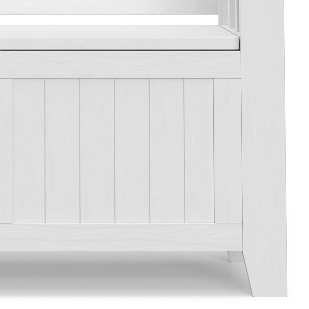 36 Inch Wide Solid Wood Transitional Small Entryway Storage Bench In White. Picture 3