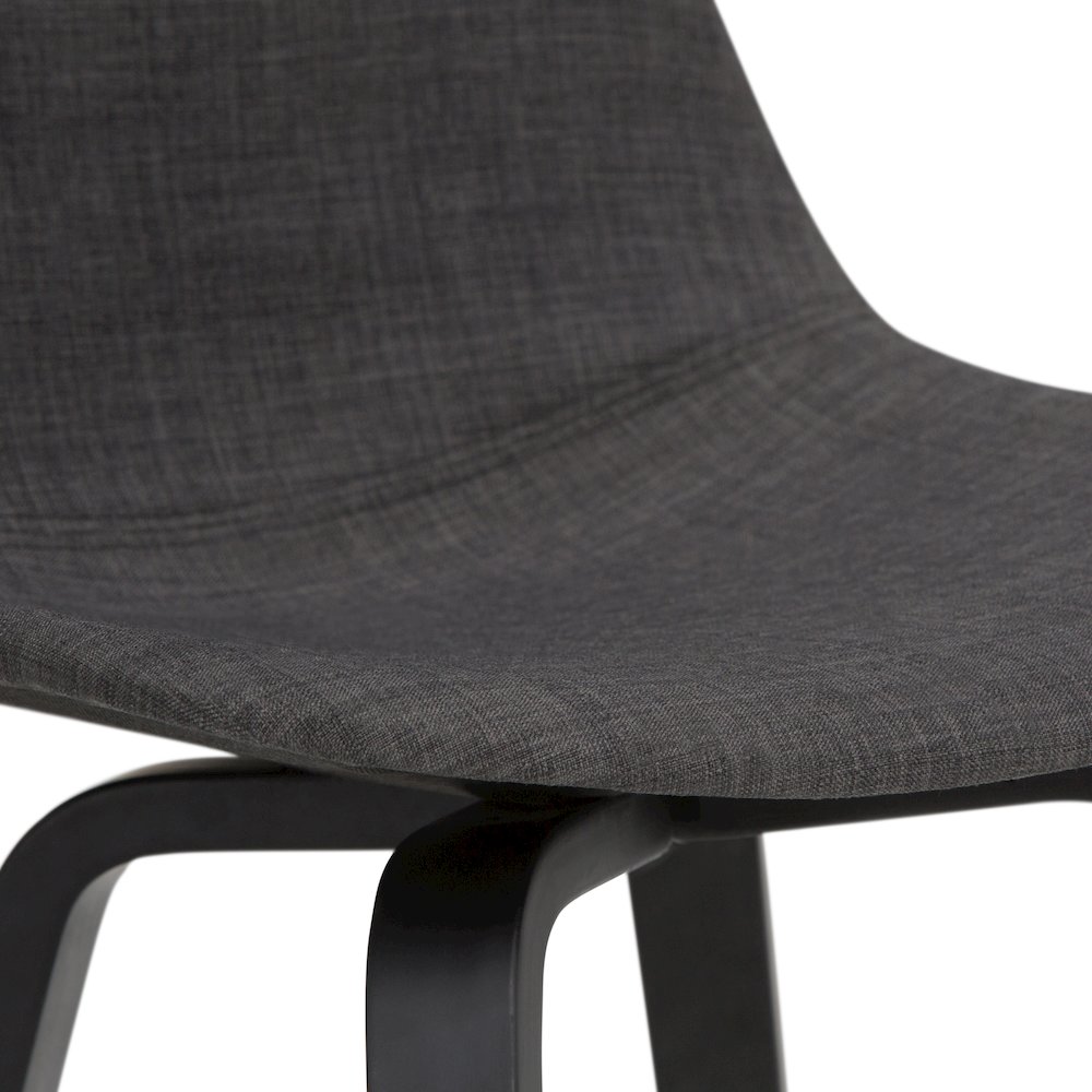 Counter Height Stool (Set Of 2) In Charcoal Grey, Black Linen Look Fabric. Picture 3