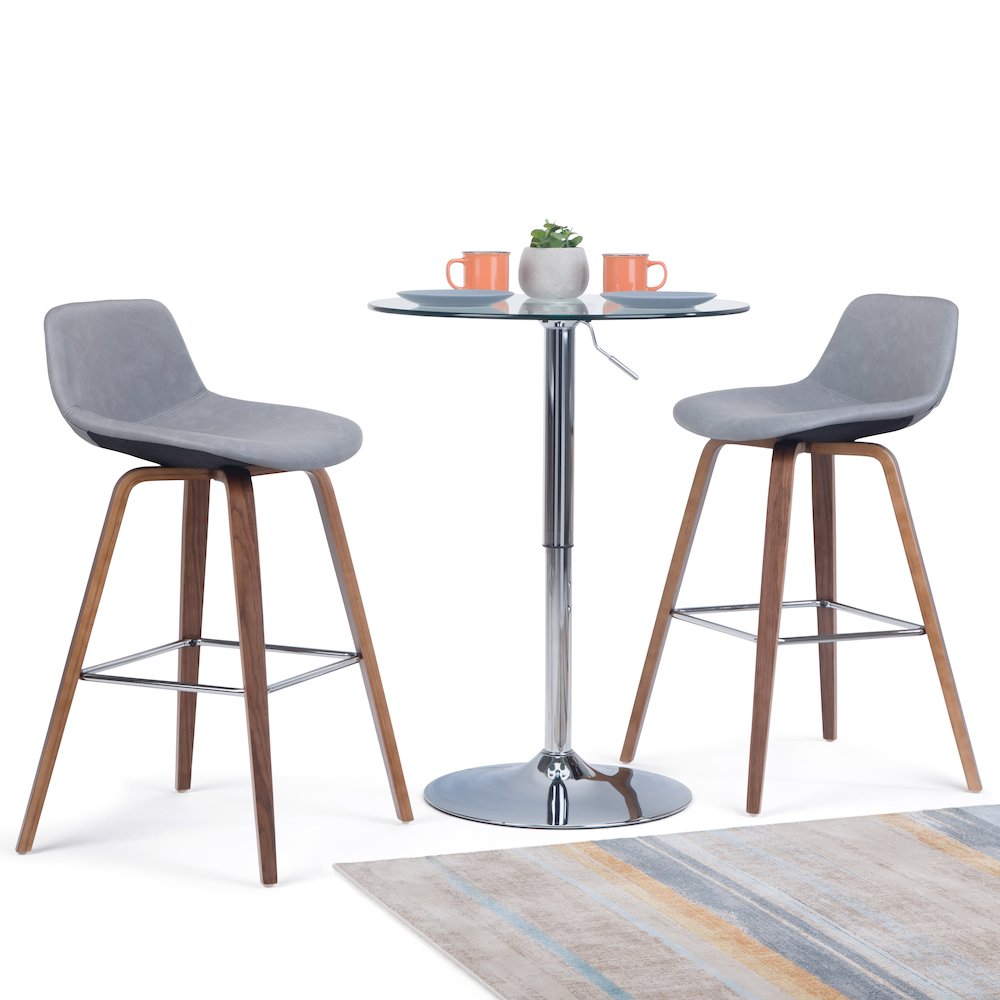 Bentwood Counter Height Stool (Set Of 2) In Stone Grey Vegan Faux Leather. Picture 5