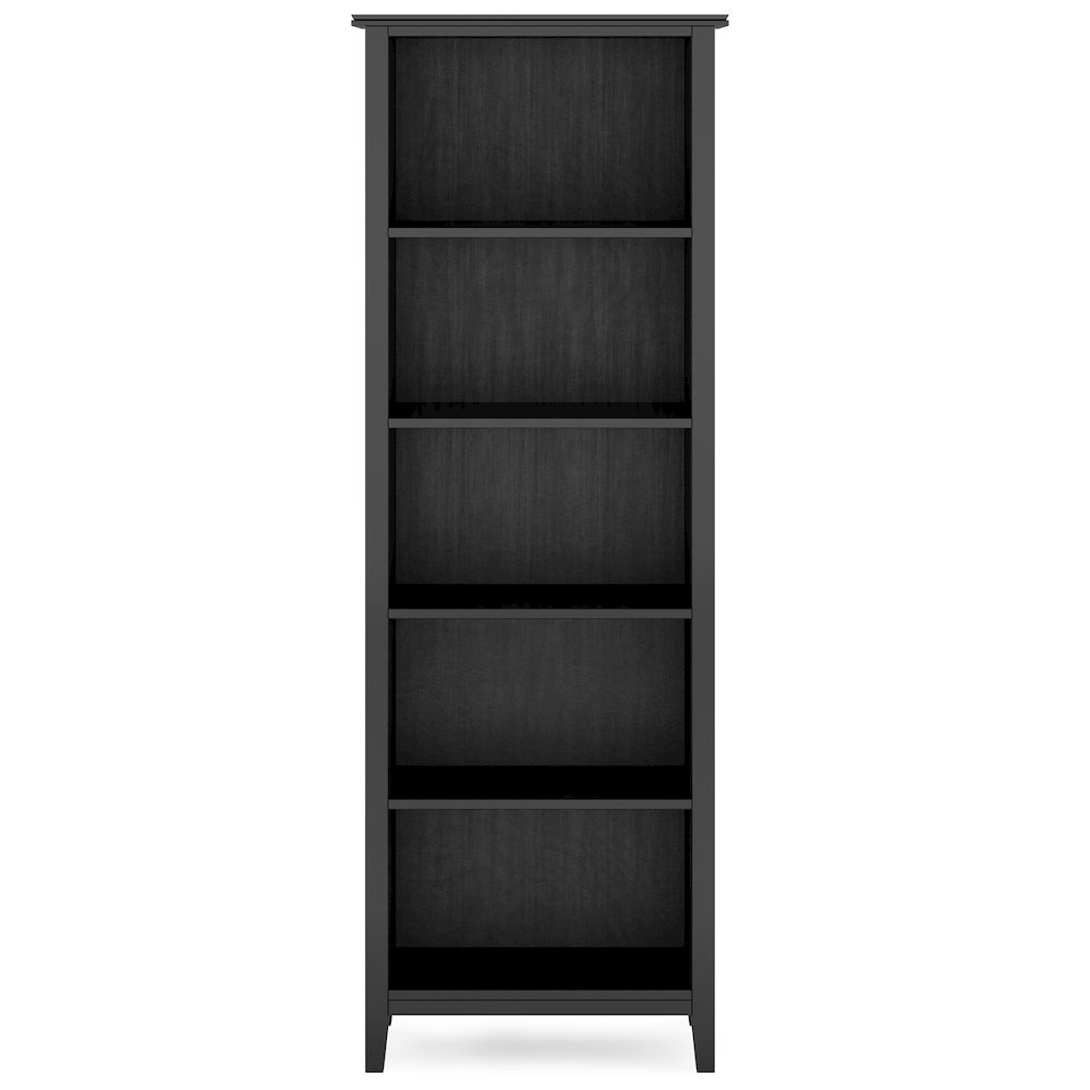 72"W TV Stand with Two 26"W 5 Shelf Bookcases in Black (Set of 3). Picture 4