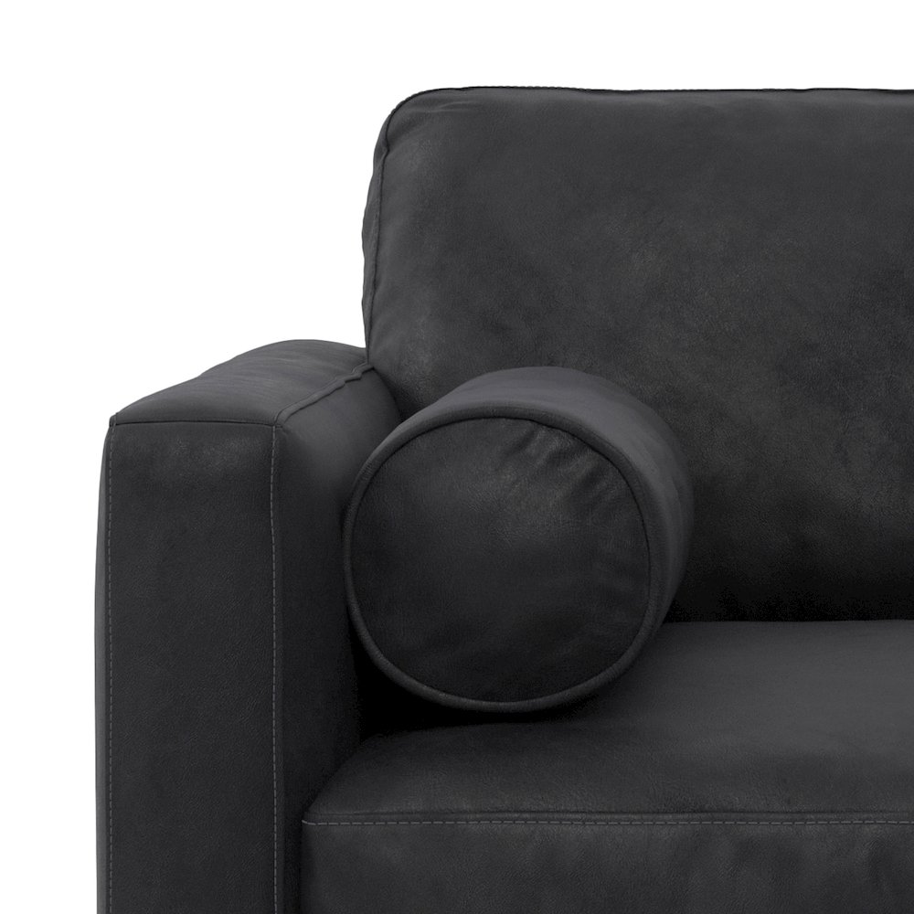 Mid-Century Modern Accent Chair In Lead Black Top Grain Genuine Leather. Picture 4