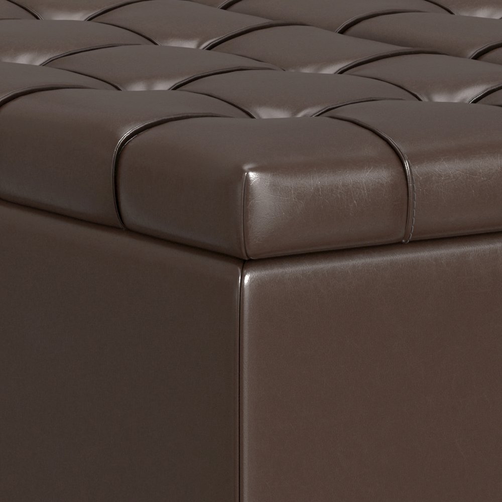 Harrison Small Square Coffee Table Storage Ottoman in Chocolate Brown. Picture 12