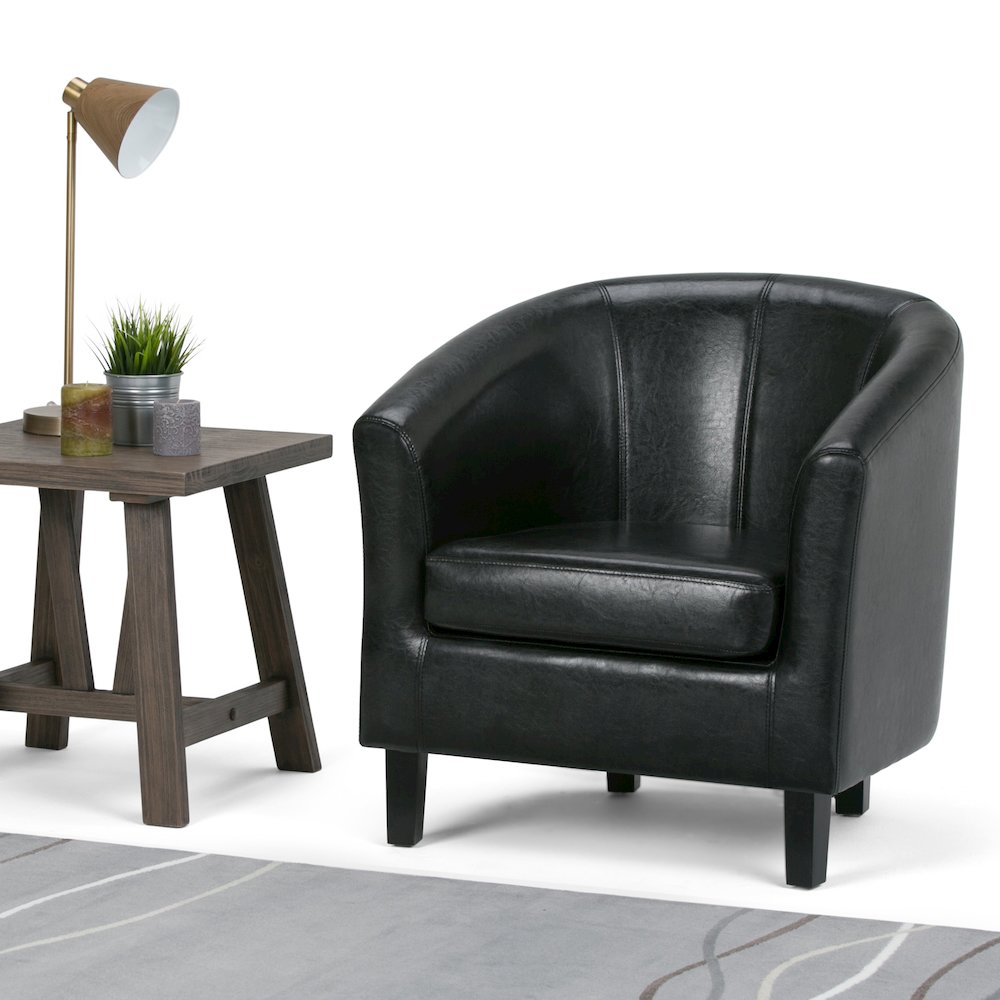 Austin 30 inch Wide Contemporary Tub Chair in Black Vegan Leather. Picture 5