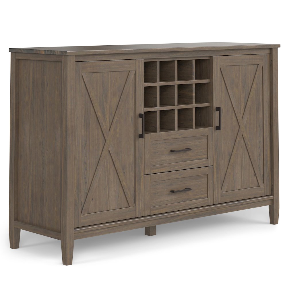 Ela Solid Wood Sideboard With Wine Storage In Smoky Brown. Picture 1