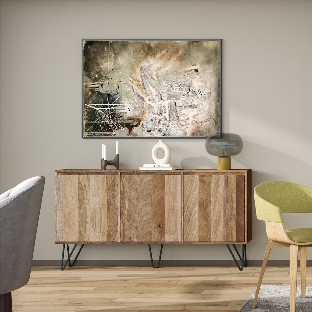 Hunter Solid Mango Wood 3 Door Sideboard Buffet In Natural. Picture 5
