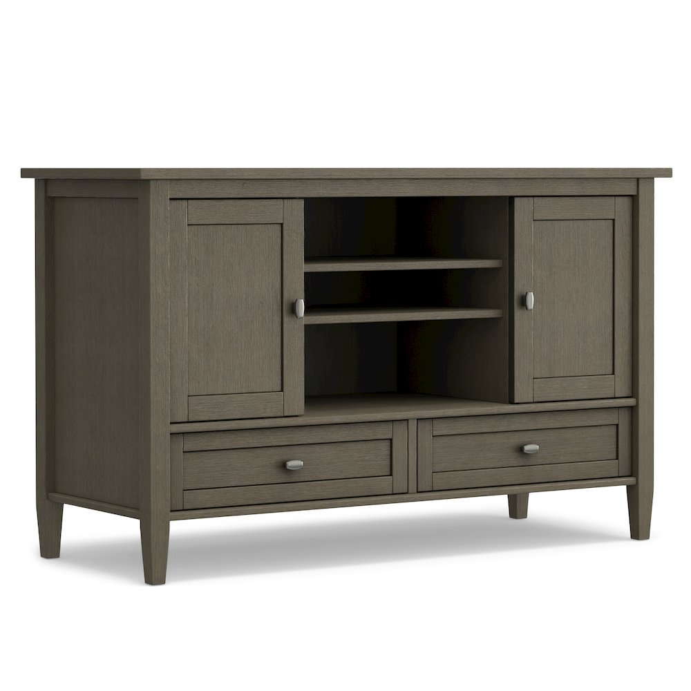Warm Shaker Solid Wood Tv Media Stand In Farmhouse Grey For Tvs Up To 50 Inches. Picture 1