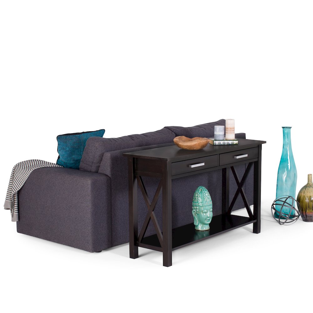 Kitchener Solid Wood Console Sofa Table In Hickory Brown. Picture 5