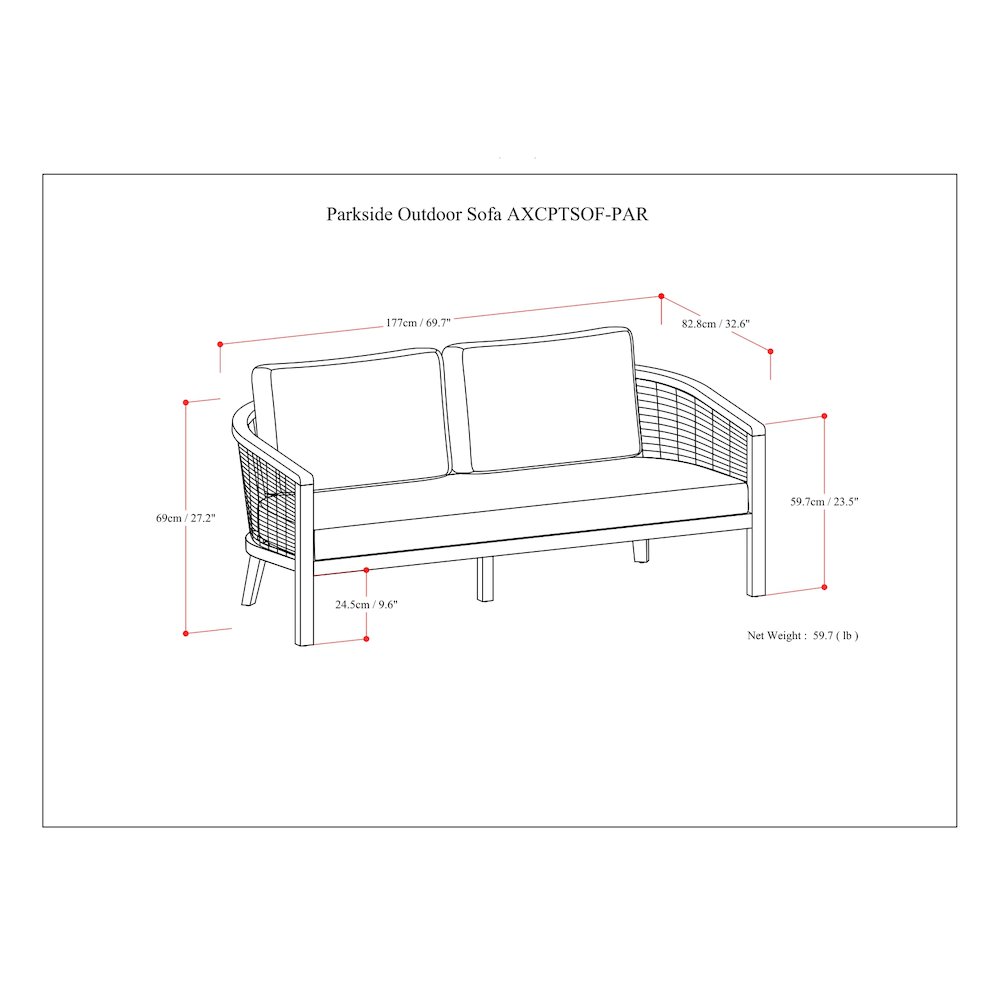 Parkside Solid Acacia Wood Outdoor Sofa In Natural. Picture 6