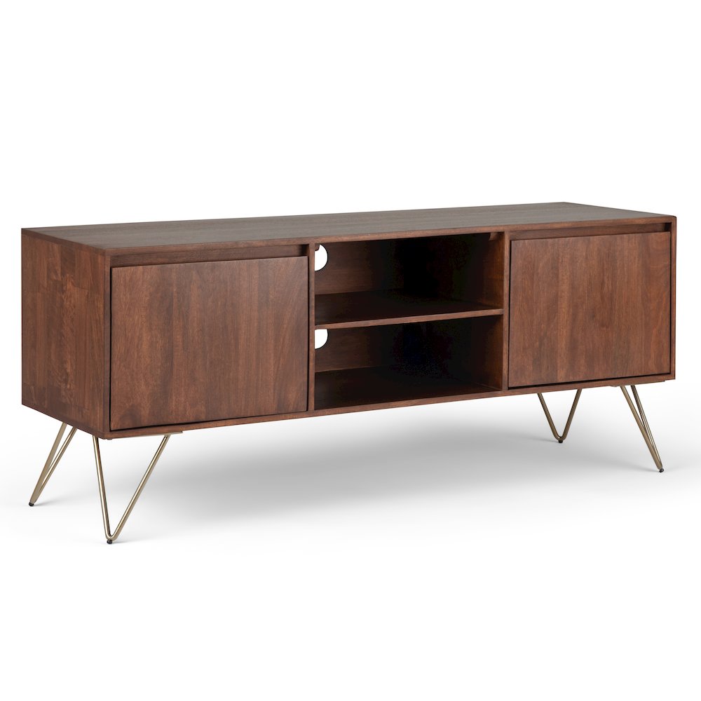 Tv Media Stand In Umber Brown, Gold For Tvs Up To 65 Inches. Picture 1