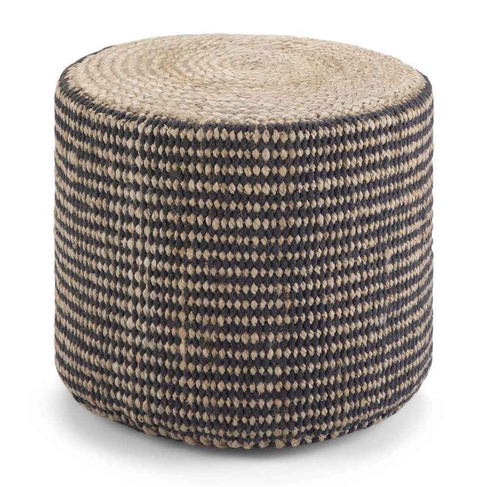 Larissa Round Braided Pouf In Natural Jute. Picture 1