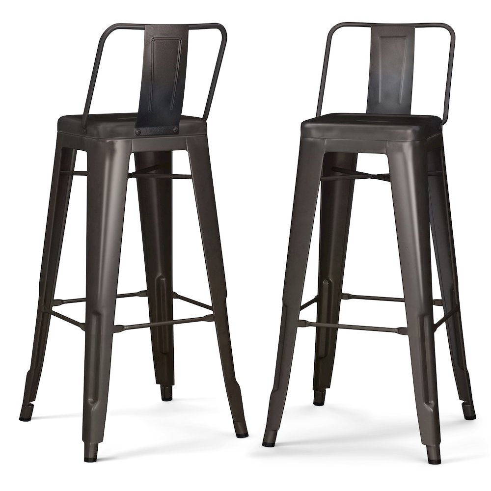 Rayne 30 Inch Metal Bar Stool (Set Of 2) In Gun Metal Grey. Picture 1