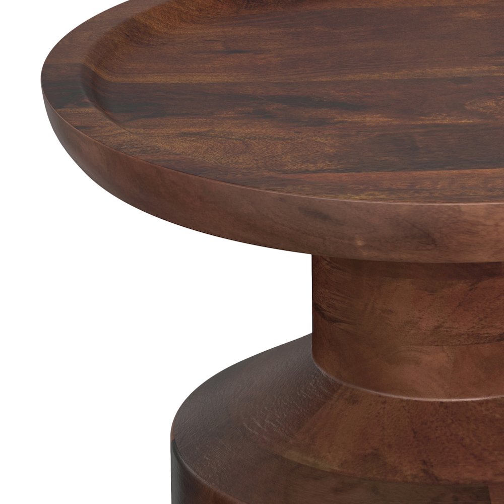 Haynes 16 inch Wide Solid Mango Boho Accent Table in Dark Brown, Assembled. Picture 4