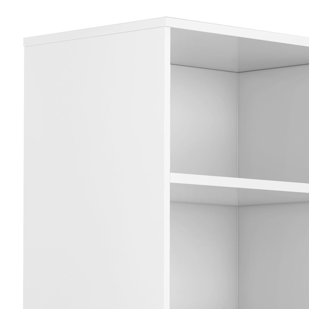 Harper Solid Hardwood Bookcase With Storage In White. Picture 2