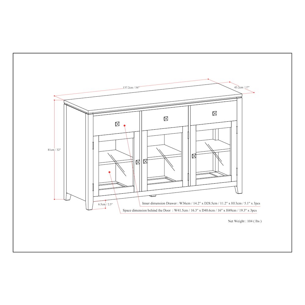 Cosmopolitan Solid Wood Sideboard Buffet In Mahogany. Picture 6