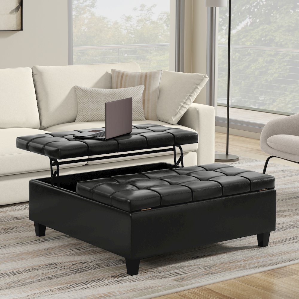 40 inch Wide Square Large Coffee Table Storage Ottoman. Picture 7