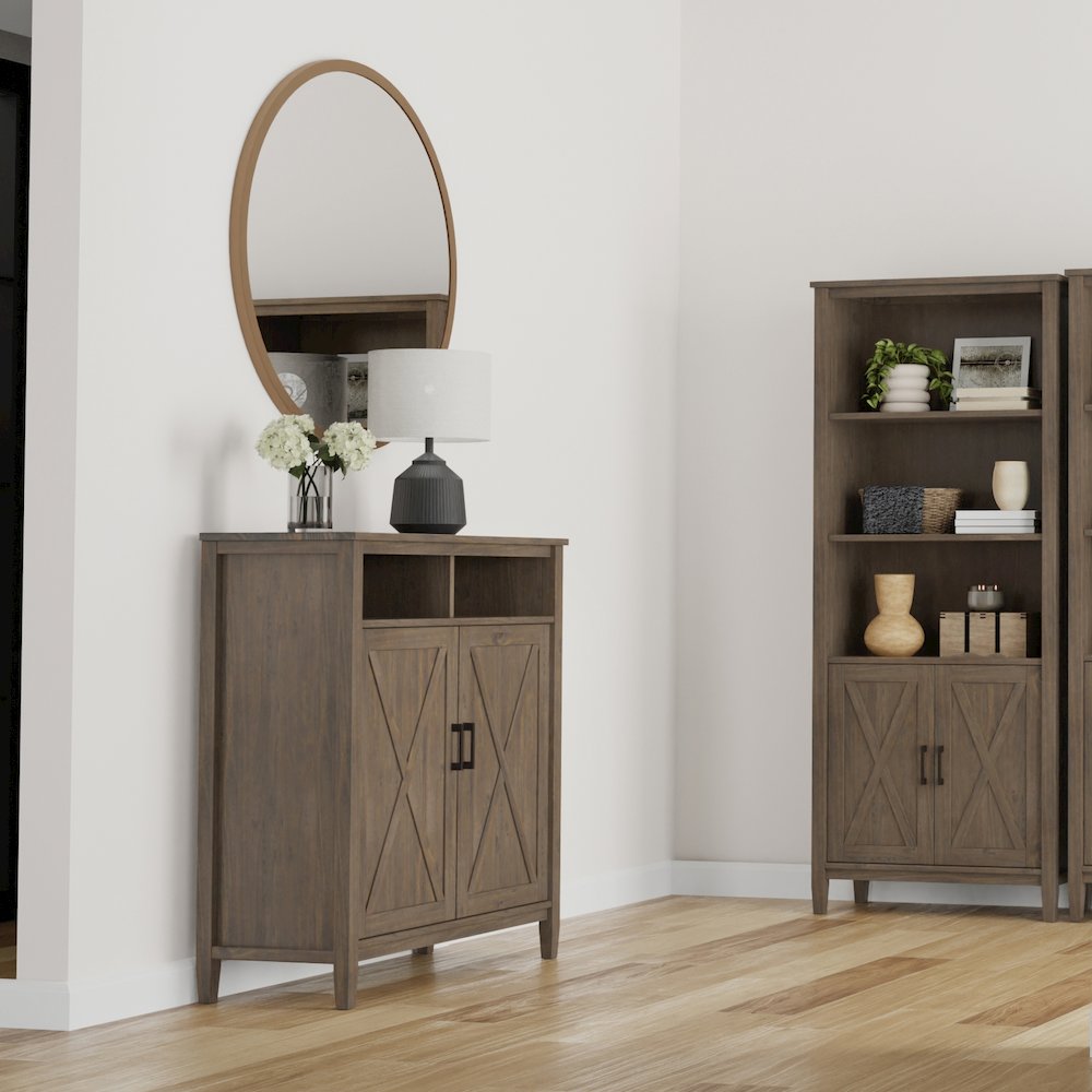 Ela Solid Wood Medium Storage Cabinet In Smoky Brown. Picture 5