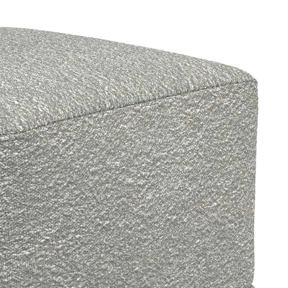 Chantal 24 inch Wide Contemporary Pouf in Light Grey Boucle Fabric. Picture 3