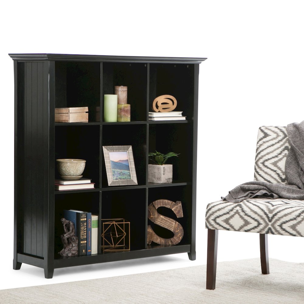 Acadian Solid Wood 9 Cube Bookcase And Storage Unit In Black. Picture 5
