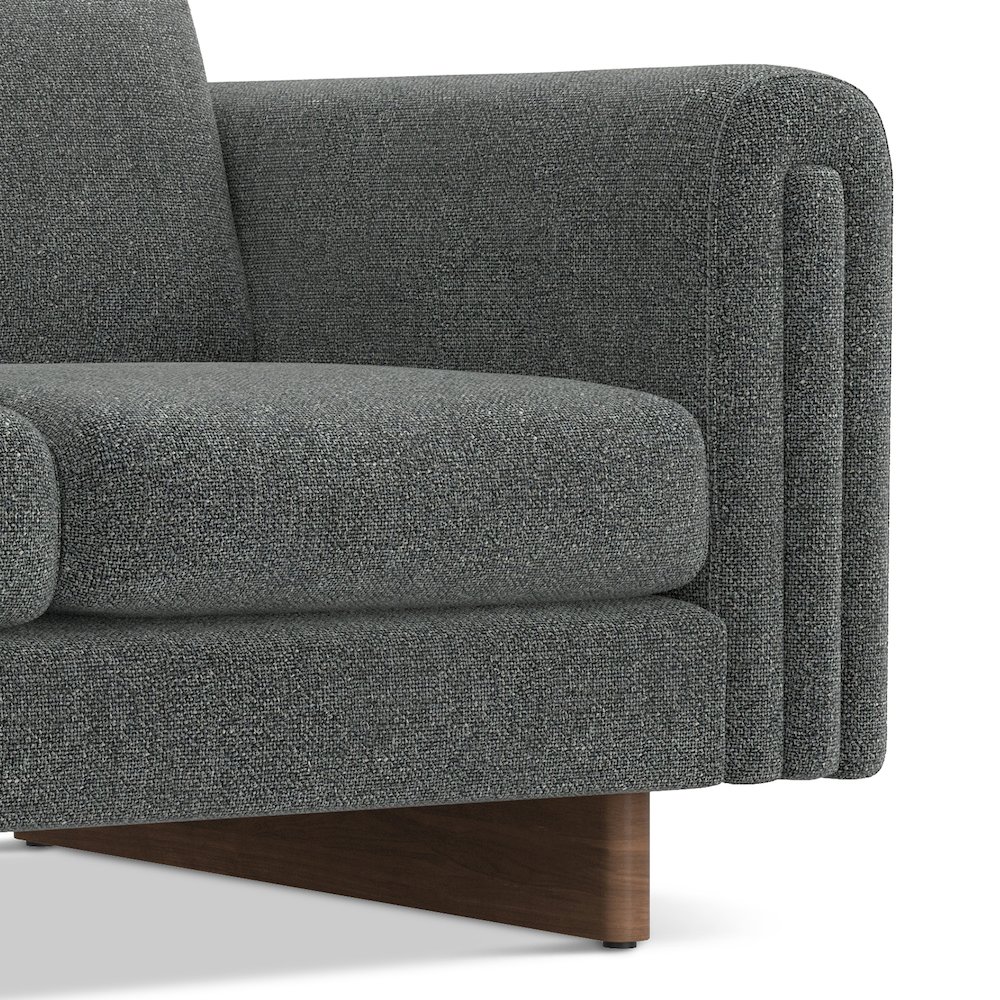 61 Wide Contemporary Loveseat Sofa in Dark Grey Tightly Woven Performance Fabric. Picture 5