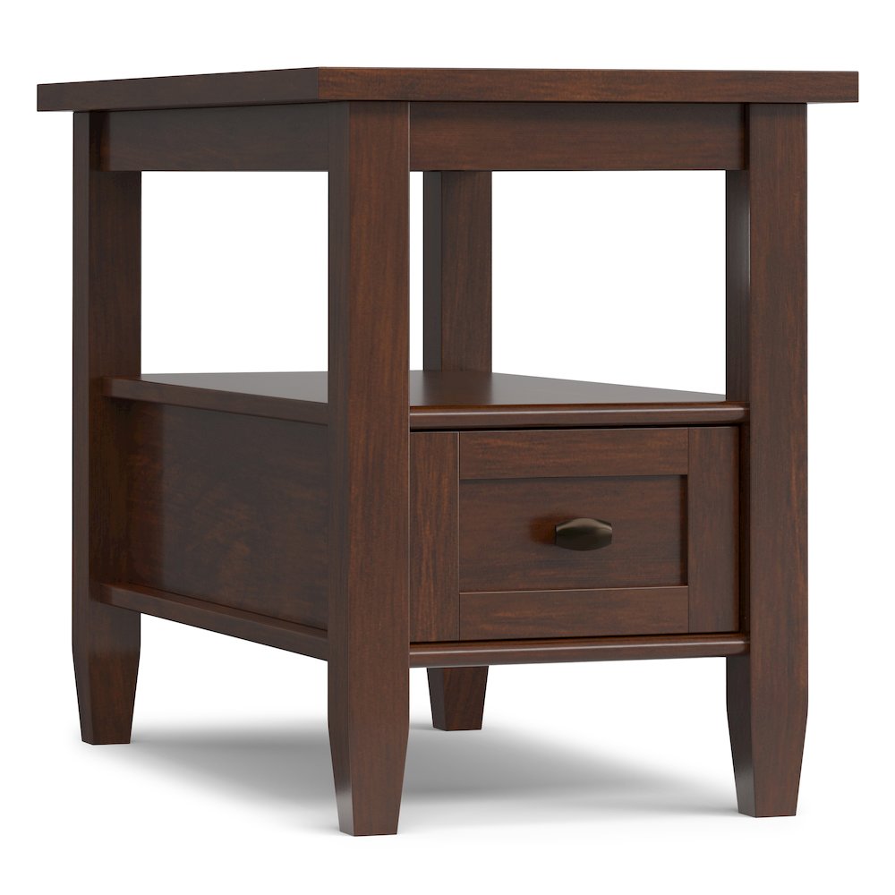 14 inch Wide Solid Wood Transitional Narrow Side Table in Russet Brown. Picture 2